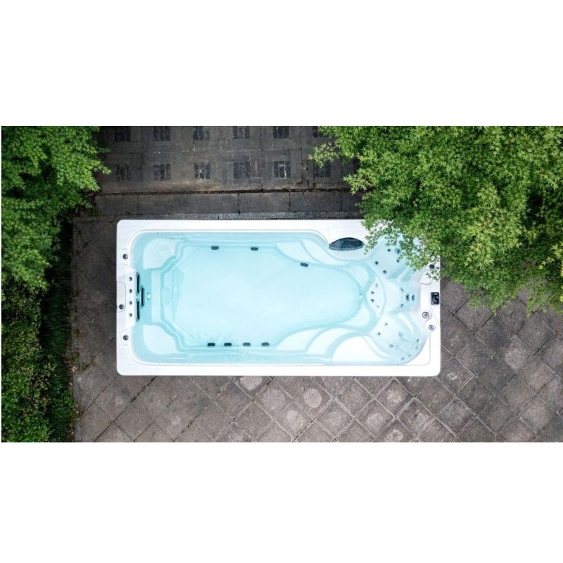 H2O Spas Athena Single Zone Swim Spa overhead lifestyle image