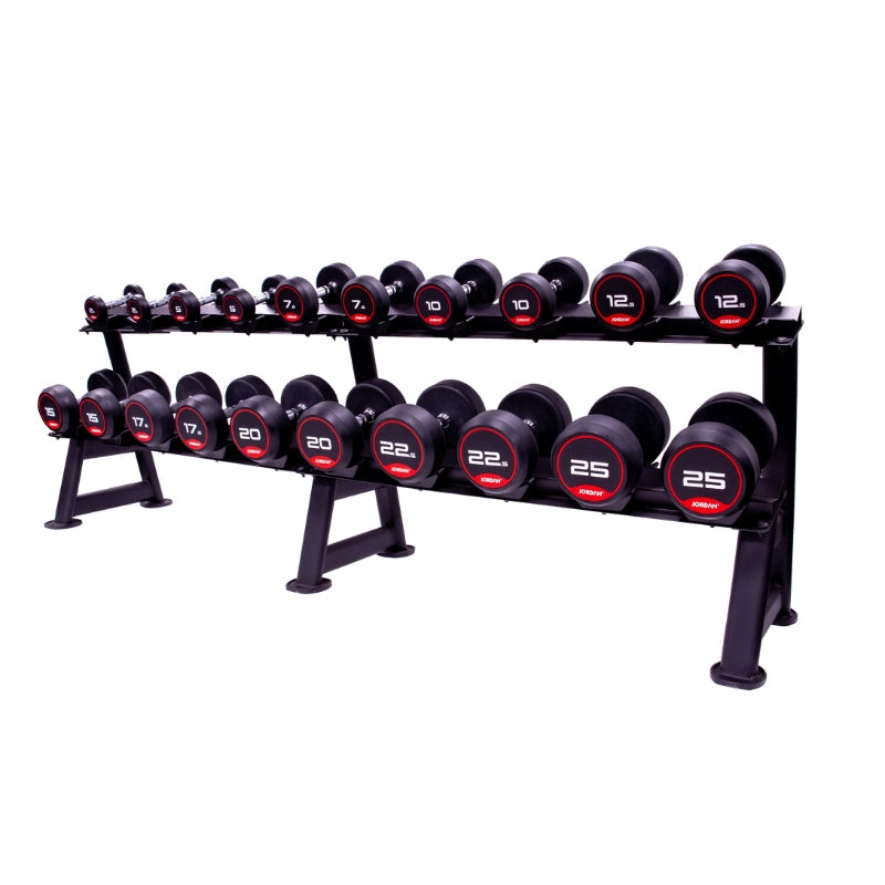 Jordan Fitness Dumbbell Set and horizontal rack 2.5 - 25kg with Horizontal Rack