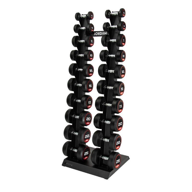 Jordan Fitness 2.5-25kg dumbbell set black rack