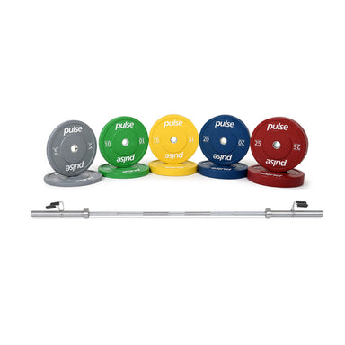 Pulse Fitness 86 inch Olympic barbell and 150kg plate set